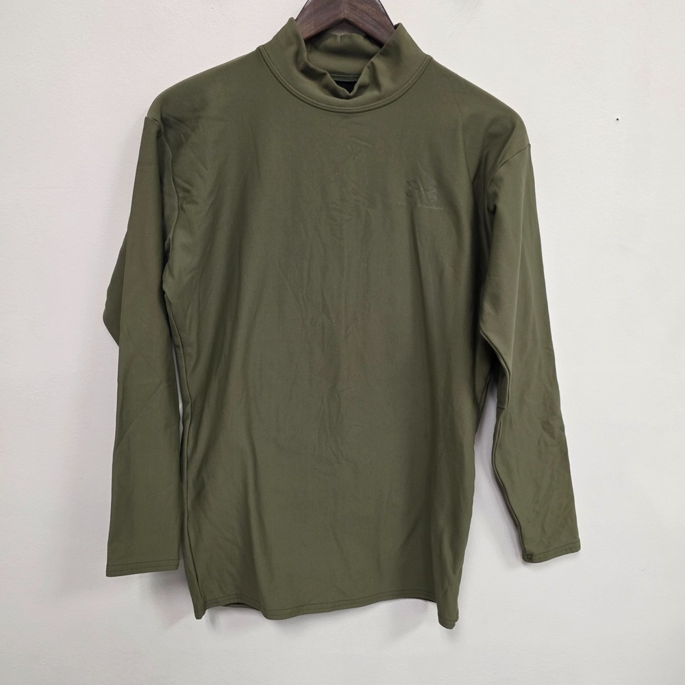 Under Armour Mens Mock Neck Compression Shirt Size XL Military Green Layer Sport